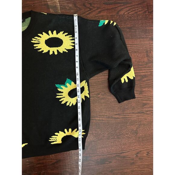 Daisy Street Black Sunflower Crewneck Sweater Size Small - Picture 8 of 11